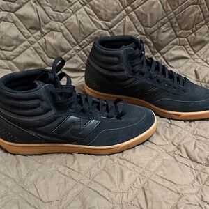 New Balance Men's Black High-Top Sneakers with Gum Sole Accent